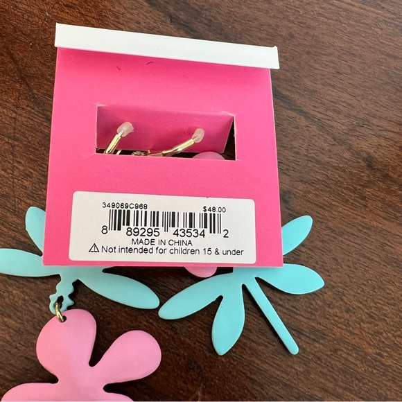 Betsey Johnson Pink Flower and Blue Green Dragonfly Earrings - Picture 3 of 3